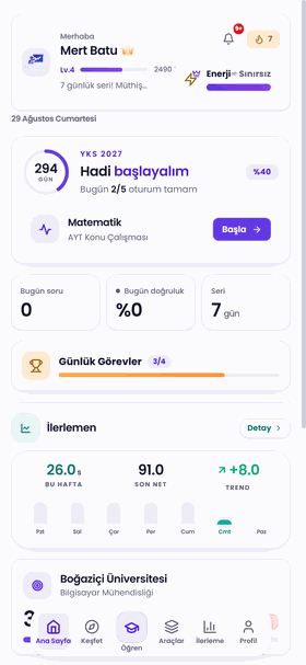 Mentorify Ana Sayfa ekranı